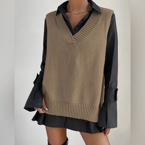 SHEIN Sweater Vest & Button Down Shirt Set